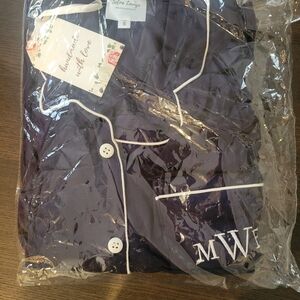Women's Custom Pajama Set With M.E.W Initials Navy Blue